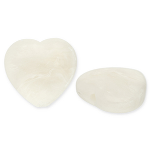Abalorios acr&iacute;licos coraz&oacute;n Blancuzco-blanco