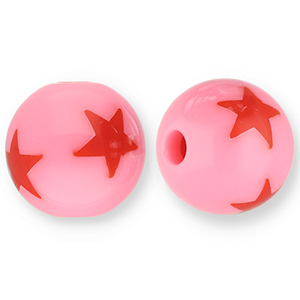 Abalorios acr&iacute;licos 12 mm con estrella Rosado-rojo