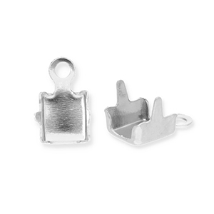Fornituras acero inox terminal para cadena strass 3mm Plateado