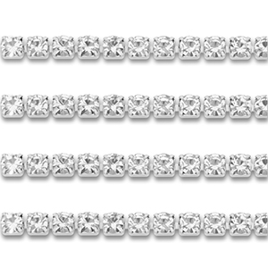 Cadena Strass Acero Inox 3mm Plateado-cristal