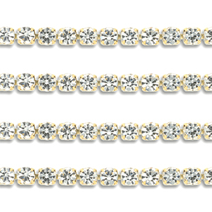 Cadena Strass Acero Inox 2mm Dorado-cristal