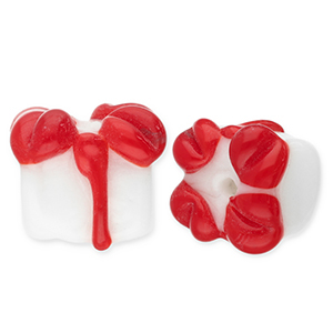 Abalorios de vidrio regalo Blanco-rojo