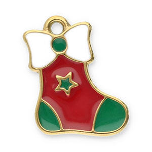 Colgantes Acero Inox calcet&iacute;n de navidad Dorado-rojo-verde-blanco