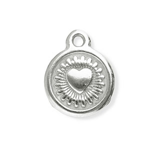 Colgantes Acero Inox redondos con coraz&oacute;n Plateado