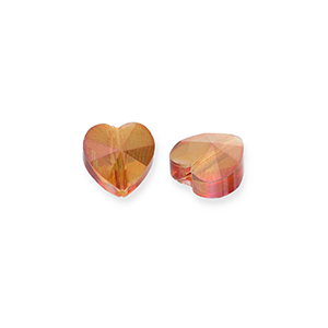 Abalorios faceteados Fashion coraz&oacute;n Naranja flama-cubierta AB
