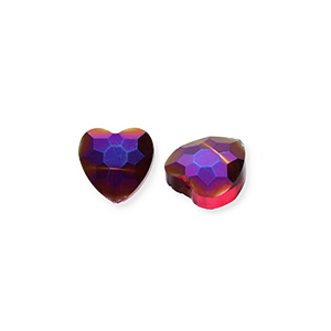 Abalorios faceteados Fashion coraz&oacute;n Rojo borgo&ntilde;a-cubierta AB