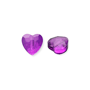 Abalorios faceteados Fashion coraz&oacute;n P&uacute;rpura