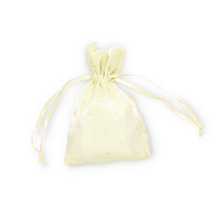 Bolso de sat&eacute;n con strass Amarillo vainilla-plateado
