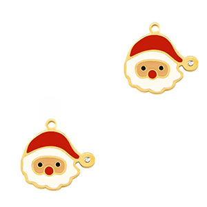 Colgantes Acero Inox Pap&aacute; Noel Dorado-rojo