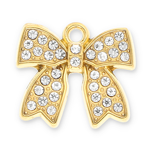Colgantes Acero Inox lazo con strass Dorado-transparente