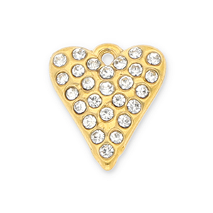 Colgantes Acero Inox coraz&oacute;n con strass Dorado-transparente