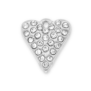Colgantes Acero Inox coraz&oacute;n con strass Plateado-transparente