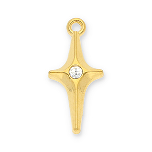Colgantes Acero Inox estrella con strass Dorado-transparente
