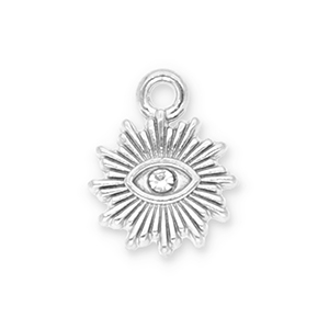 Colgantes Acero Inox sol con Ojo Providencia con strass Plateado-transparente