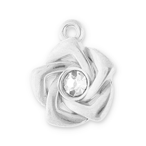 Colgantes Acero Inox rosa con strass Plateado-transparente