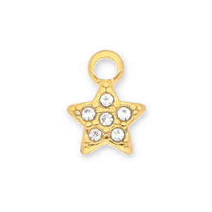 Colgantes Acero Inox estrella con strass Dorado-transparente