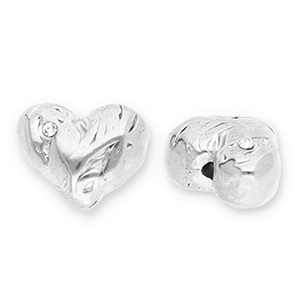 Abalorios Acero Inox coraz&oacute;n con strass Plateado-transparente