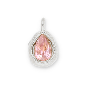 Colgantes Acero Inox gota con faceta Plateado-rosa claro