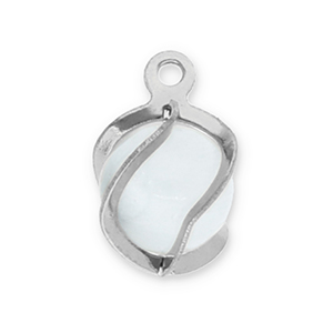Colgantes Acero Inox redondos Ojo de gato Plateado-blanco lechoso