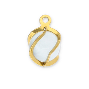 Colgantes Acero Inox redondos Ojo de gato Dorado-blanco lechoso
