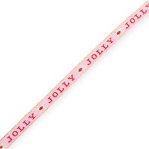 BY31&reg; Cinta con texto lineas "Jolly" Rosa claro-rojo-verde menta-dorado
