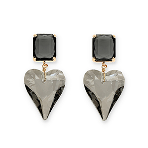Pendientes de Cristal rect&aacute;ngulo-coraz&oacute;n Gris oscuro-gris