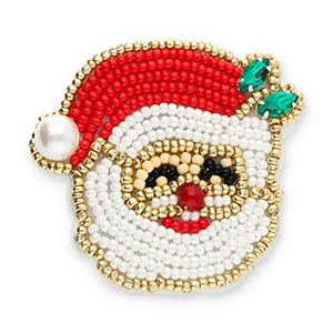 Broches pap&aacute; noel Rojo-blanco-dorado
