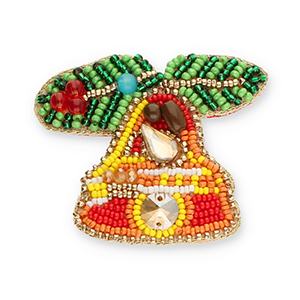 Broches campana de navidad Verde-naranja-amarillo-rojo