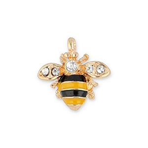 Colgantes met&aacute;licos abeja Dorado-negro-amarillo-transparente