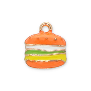 Colgantes met&aacute;licos hamburguesa Dorado-naranja-verde-amarillo