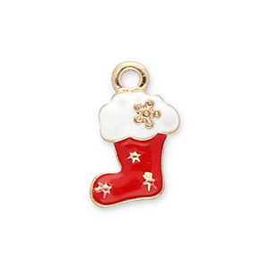 Colgantes met&aacute;licos calcet&iacute;n de navidad Dorado-rojo-blanco