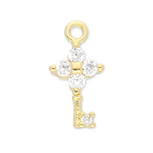 Metal TQ lat&oacute;n colgante llave Dorado-transparente