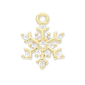 Metal TQ lat&oacute;n colgante copo de nieve Dorado-transparente