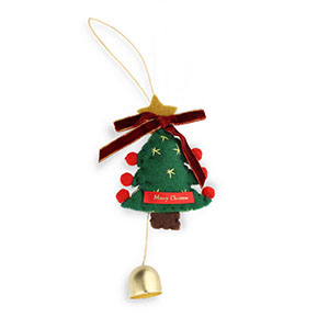 Colgantes trendy fieltro &aacute;rbol de Navidad con lazo & campana Verde-rojo-dorado