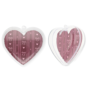 Adorno transparente coraz&oacute;n Transparente-vino tinto frutos rojos-rosa claro