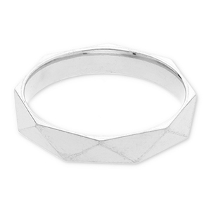 Anillos  Acero Inox Facetados Plateado