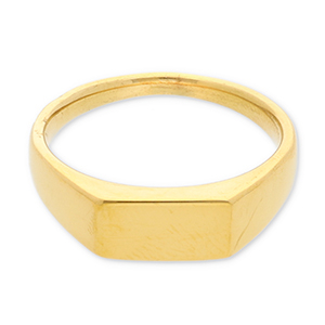 Anillos Acero Inox con rect&aacute;ngulo Dorado