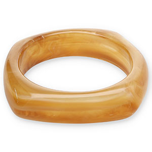 Pulseras bangle de resina Marr&oacute;n camel-blanco