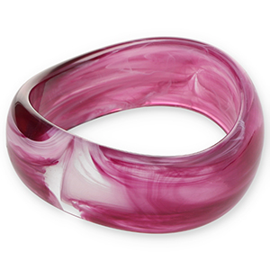Pulseras bangle de resina Morado berenjena-blanco