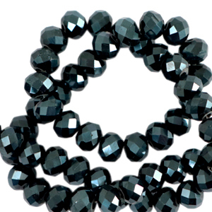 Abalorios faceteados disco 8x6mm Verde bosque-revestimiento pearl shine