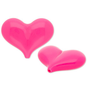 Abalorios acr&iacute;licos coraz&oacute;n Rosa oscuro