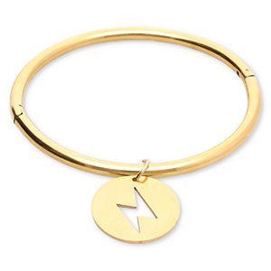 Pulseras Acero Inox rel&aacute;mpago Dorado