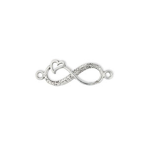 Colgantes/entrepiezas met&aacute;licos DQ infinito con coraz&oacute;n Plata vieja (sin n&iacute;quel)