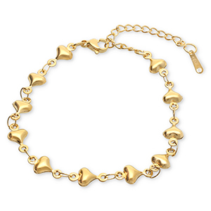 Pulseras Acero Inox coraz&oacute;n Dorado