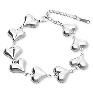 Pulseras Acero Inox coraz&oacute;n Plateado