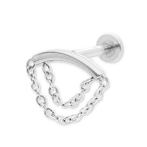 Piercing oreja Acero Inox arco con 2 capas cadena Plateado