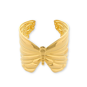 Pulseras Acero Inox bangle mariposa Dorado