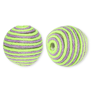 Abalorios acr&iacute;licos 22 mm con cord&oacute;n encerado Verde lima-p&uacute;rpura lavanda