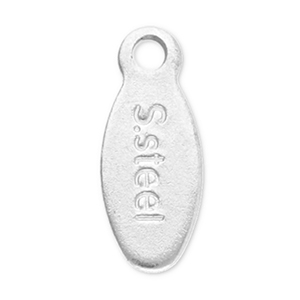 Fornituras acero inox etiqueta final "S.steel" Plateado