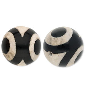 Piedras naturales abalorios Calcedonia 16mm Negro-beige arena
